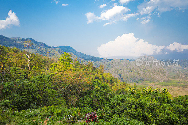 从Phu Langka山看到的全景和风景